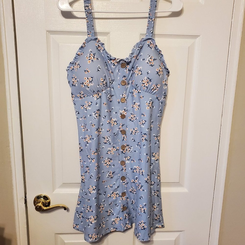 No Boundaries Blue Floral Tank Dress